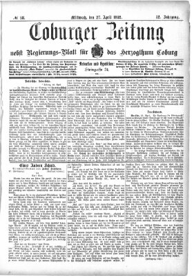 Coburger Zeitung Mittwoch 27. April 1892