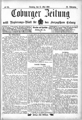 Coburger Zeitung Sonntag 15. Mai 1892