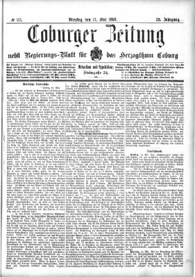 Coburger Zeitung Dienstag 17. Mai 1892