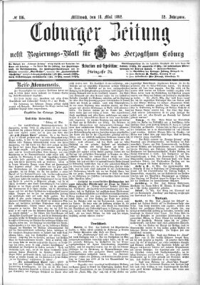 Coburger Zeitung Mittwoch 18. Mai 1892