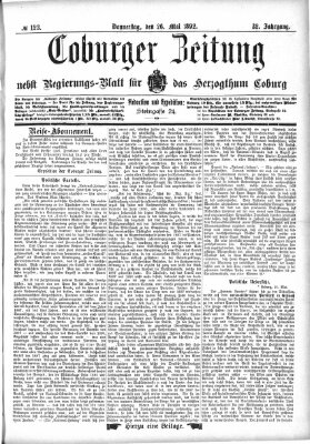 Coburger Zeitung Donnerstag 26. Mai 1892