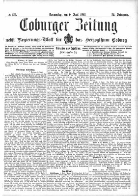 Coburger Zeitung Donnerstag 9. Juni 1892