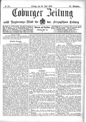 Coburger Zeitung Freitag 10. Juni 1892