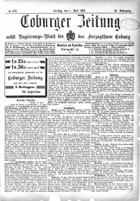 Coburger Zeitung Freitag 1. Juli 1892