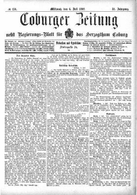 Coburger Zeitung Mittwoch 6. Juli 1892