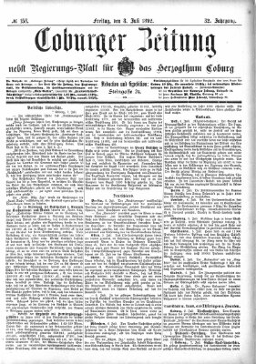 Coburger Zeitung Freitag 8. Juli 1892