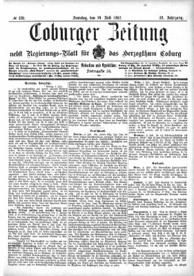 Coburger Zeitung Sonntag 10. Juli 1892