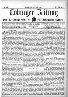 Coburger Zeitung Freitag 15. Juli 1892