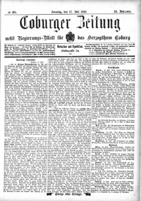 Coburger Zeitung Sonntag 17. Juli 1892