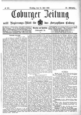 Coburger Zeitung Dienstag 19. Juli 1892