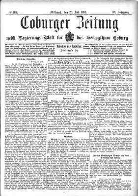 Coburger Zeitung Mittwoch 20. Juli 1892