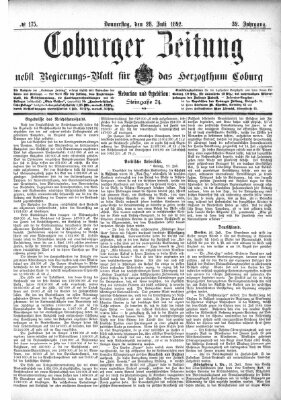 Coburger Zeitung Donnerstag 28. Juli 1892