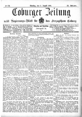 Coburger Zeitung Dienstag 2. August 1892