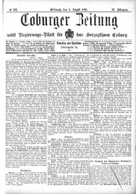 Coburger Zeitung Mittwoch 3. August 1892