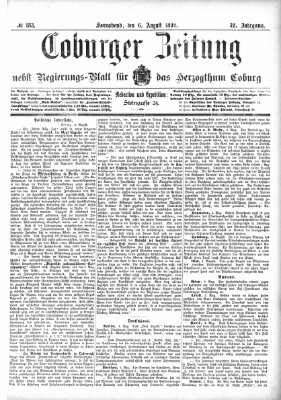 Coburger Zeitung Samstag 6. August 1892