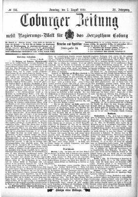 Coburger Zeitung Sonntag 7. August 1892