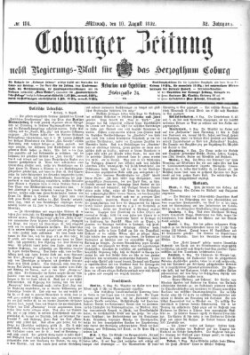 Coburger Zeitung Mittwoch 10. August 1892