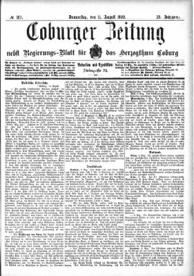 Coburger Zeitung Donnerstag 11. August 1892