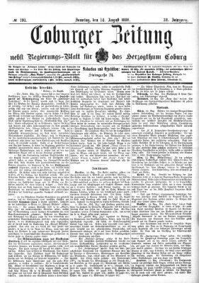 Coburger Zeitung Sonntag 14. August 1892