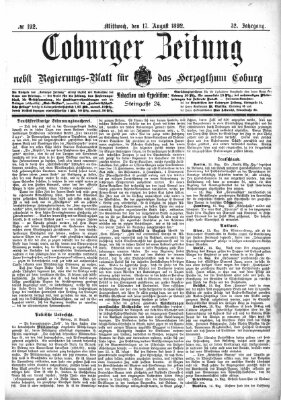 Coburger Zeitung Mittwoch 17. August 1892