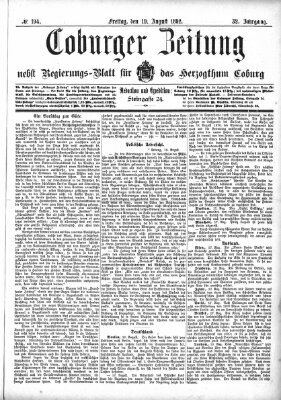 Coburger Zeitung Freitag 19. August 1892