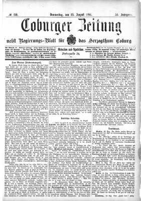 Coburger Zeitung Donnerstag 25. August 1892