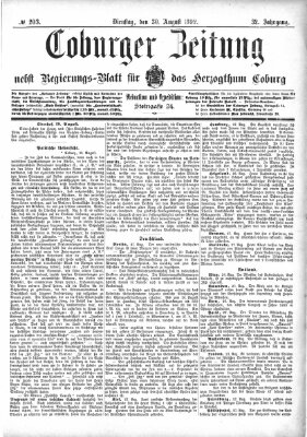 Coburger Zeitung Dienstag 30. August 1892