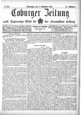 Coburger Zeitung Donnerstag 8. September 1892