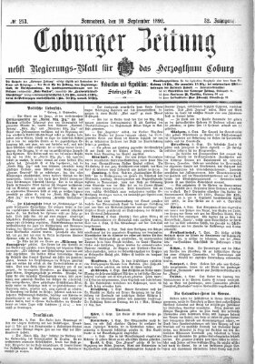 Coburger Zeitung Samstag 10. September 1892