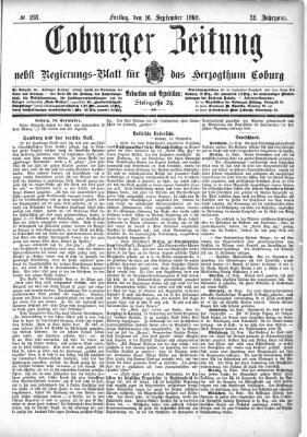 Coburger Zeitung Freitag 16. September 1892