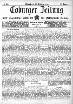 Coburger Zeitung Mittwoch 21. September 1892