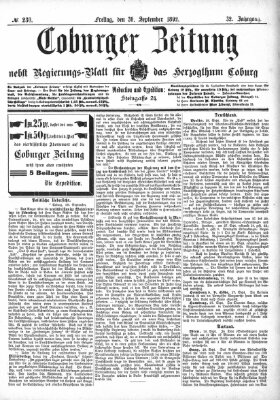 Coburger Zeitung Freitag 30. September 1892