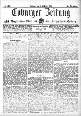 Coburger Zeitung Dienstag 4. Oktober 1892