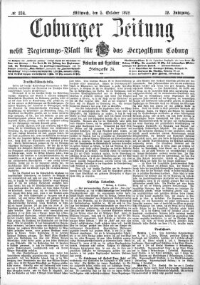 Coburger Zeitung Mittwoch 5. Oktober 1892