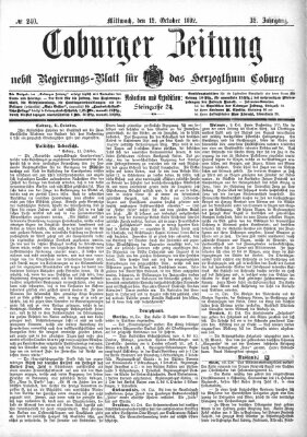 Coburger Zeitung Mittwoch 12. Oktober 1892