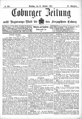 Coburger Zeitung Dienstag 18. Oktober 1892