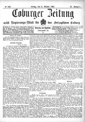 Coburger Zeitung Freitag 21. Oktober 1892