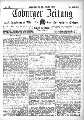 Coburger Zeitung Samstag 22. Oktober 1892