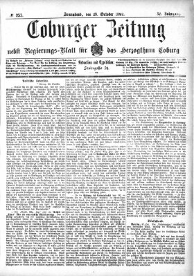 Coburger Zeitung Samstag 29. Oktober 1892