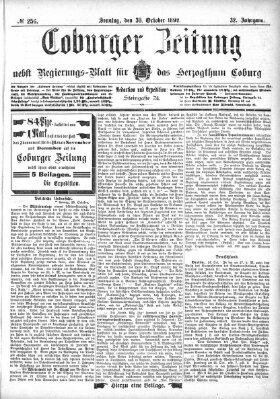 Coburger Zeitung Sonntag 30. Oktober 1892