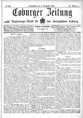 Coburger Zeitung Samstag 5. November 1892