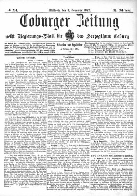 Coburger Zeitung Mittwoch 9. November 1892