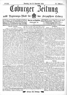 Coburger Zeitung Sonntag 13. November 1892