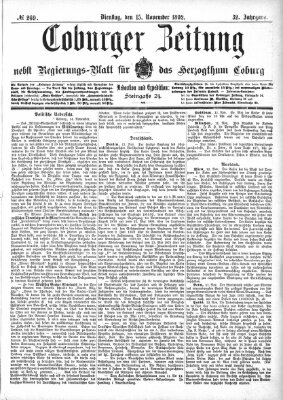 Coburger Zeitung Dienstag 15. November 1892