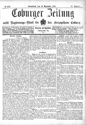 Coburger Zeitung Samstag 19. November 1892