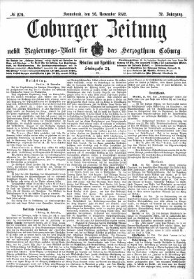 Coburger Zeitung Samstag 26. November 1892