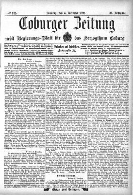 Coburger Zeitung Sonntag 4. Dezember 1892