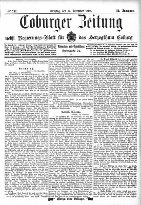 Coburger Zeitung Dienstag 13. Dezember 1892