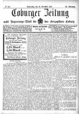 Coburger Zeitung Donnerstag 29. Dezember 1892