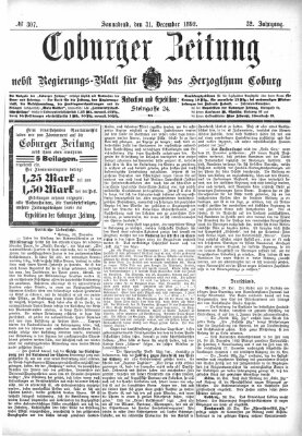 Coburger Zeitung Samstag 31. Dezember 1892